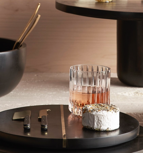 Mango Wood & Brass Small Serving Tray - Sumiye Co