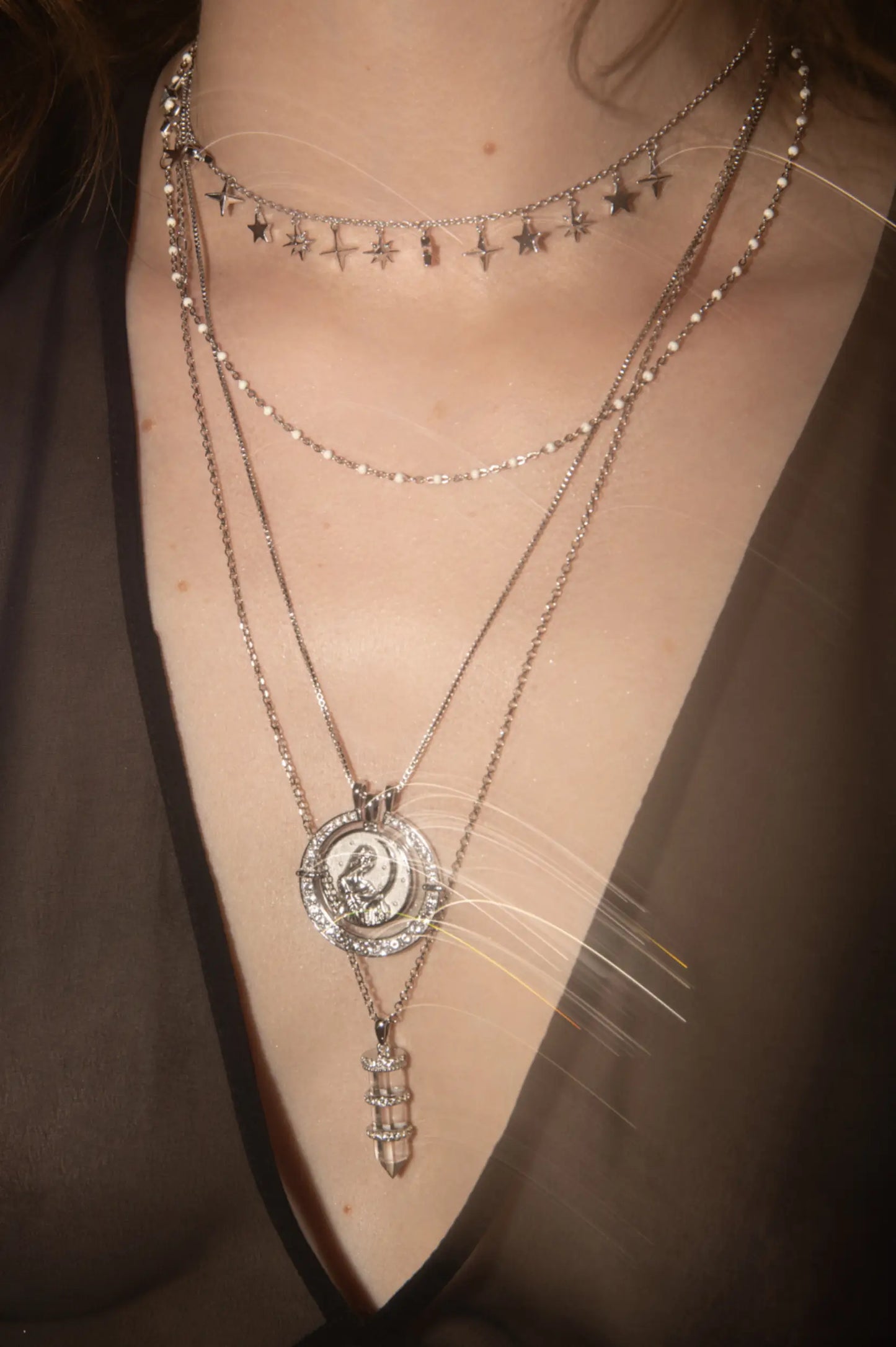 Selene + White Topaz Halo Necklace Set by Awe Inspired