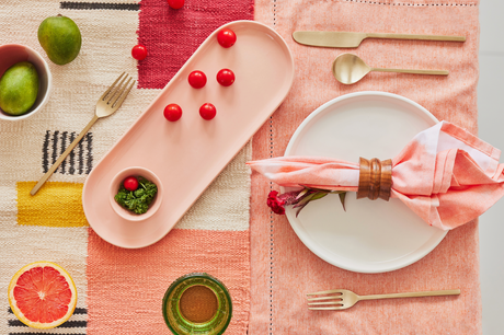 Peachy Watercolor Table Napkins (Set of 4), 19 Inch- 2 SETS - Sumiye Co