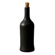 Black bottle with cork and green apple on a white background
