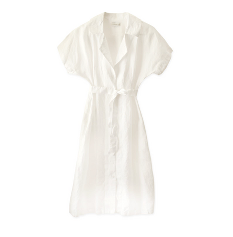 Midi Dress Safari Linen Off White - Sumiye Co