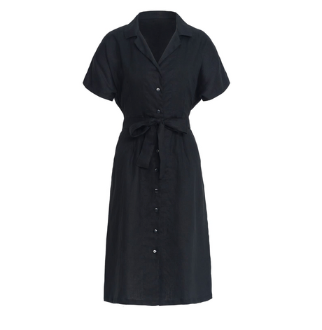 Safari Linen Midi Dress - Black - Sumiye Co