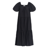 Rosemary Cotton Prairie Dress Black - Sumiye Co