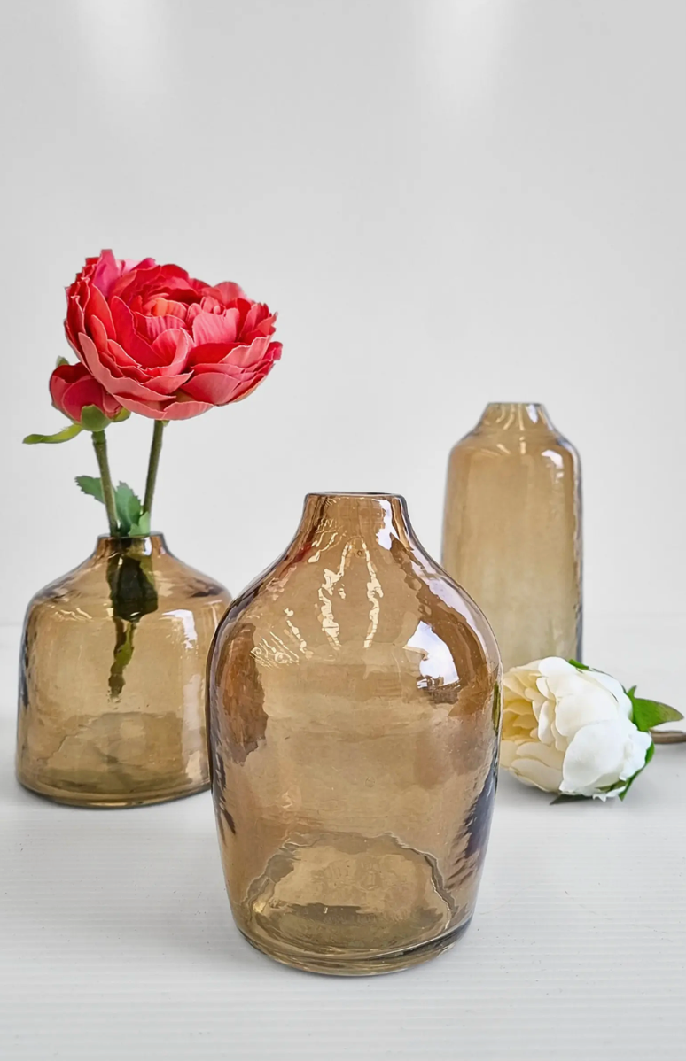Hammered Glass Bud Vases - Set of 3 - Sumiye Co