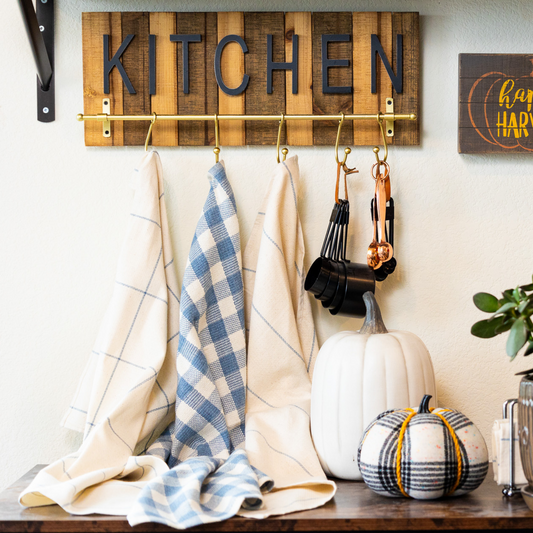 Upcycled Denim Stripe Kitchen Towels - Set of 3 by Upavim Crafts