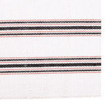 Close-up of striped fabric with black and red lines on a white background