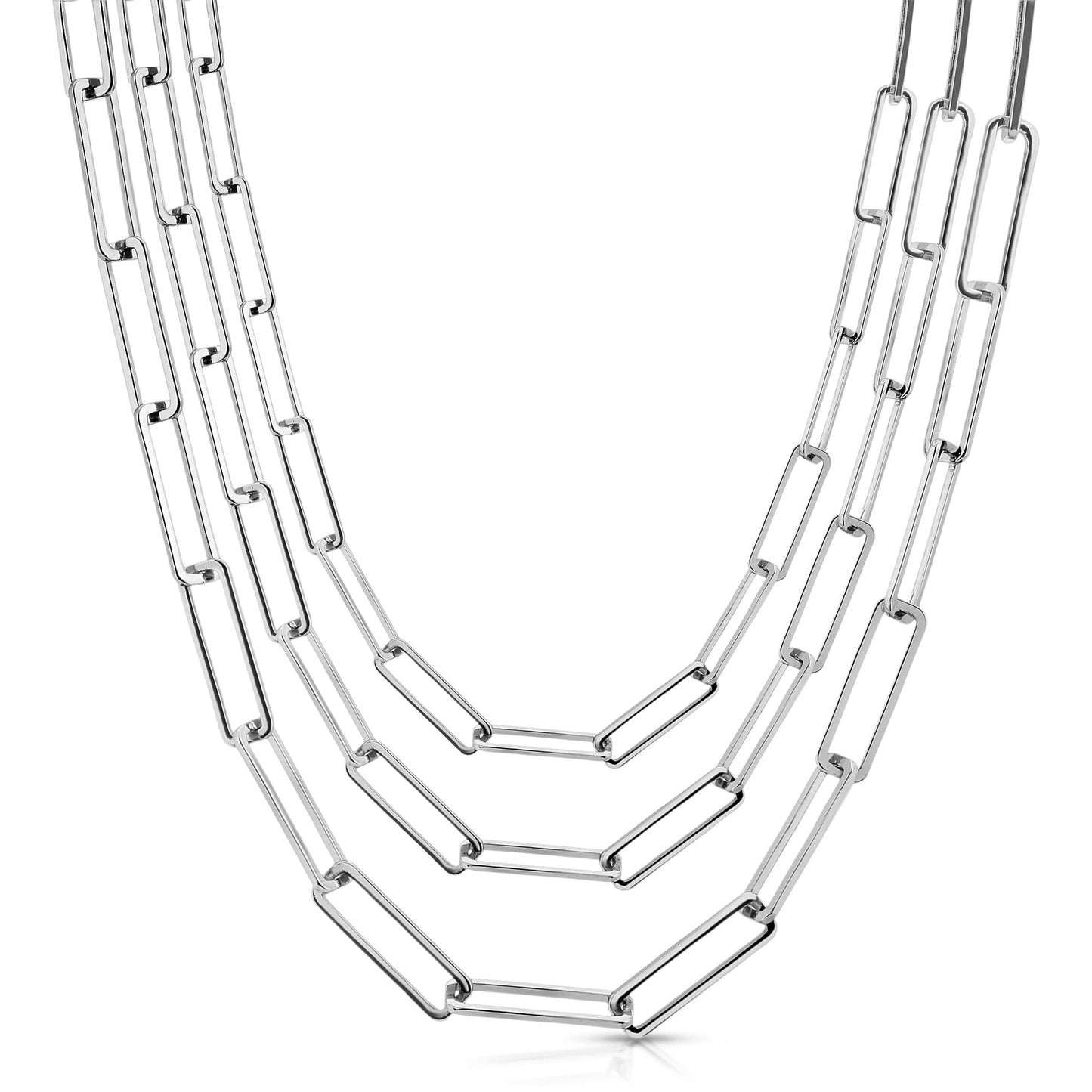 5mm Triple Large Rectangle Link Chain Necklace