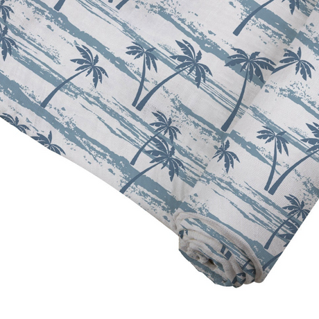 Baby Swaddle | Bamboo Muslin - Ocean Palm Trees