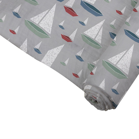 Baby Swaddle | Bamboo Muslin - Sailboats
