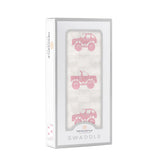 Pink Monster Trucks Bamboo Muslin Swaddle-1