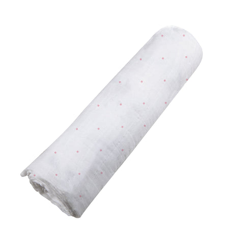 Pink Polka Dot Bamboo Muslin Swaddle-3