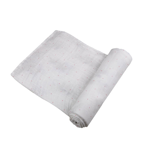 Pink Polka Dot Bamboo Muslin Swaddle-2