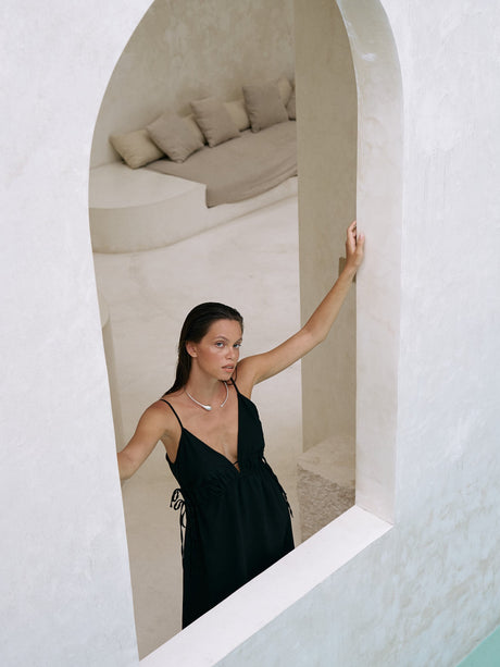 Sofia Ties Maxi Dress - Black - Sumiye Co