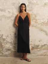 Sofia Ties Maxi Dress - Black - Sumiye Co