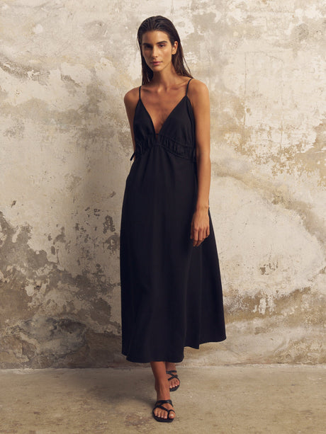 Sofia Ties Maxi Dress - Black - Sumiye Co