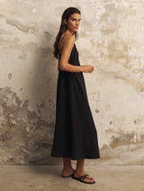 Sofia Ties Maxi Dress - Black - Sumiye Co
