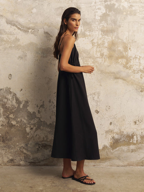 Sofia Ties Maxi Dress - Black - Sumiye Co