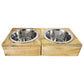 Stainless Steel Dog Bowl with Square Mango Wood Holder-4