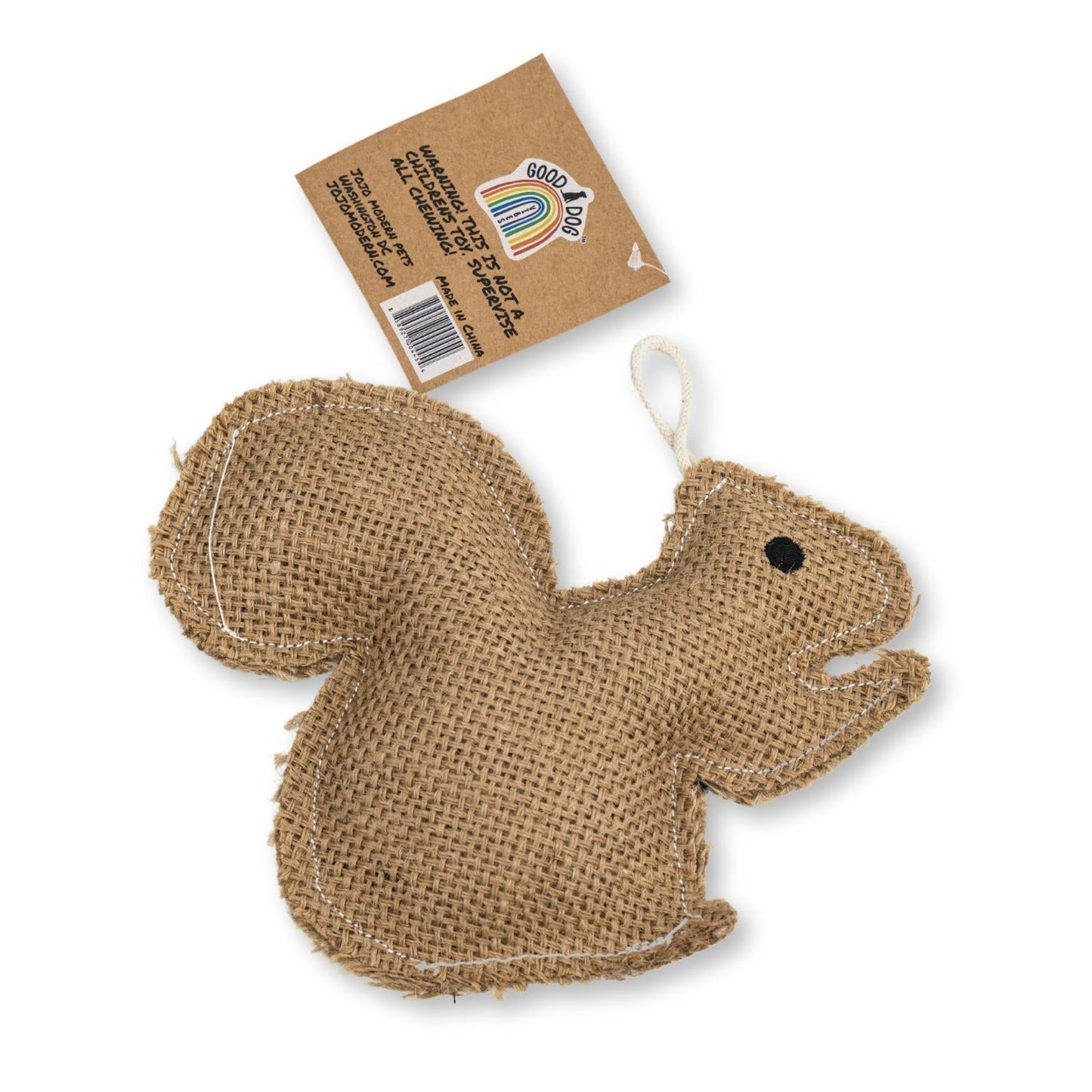 Rustic Jute Squirrel: Sustainable Eco Dog Chew Toy-2