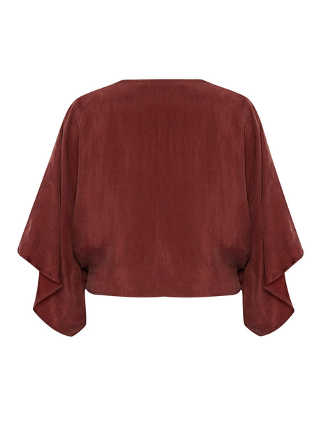 Lucid Knot Top - Burgundy - Sumiye Co