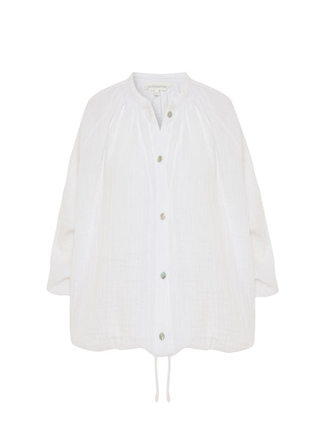 Kaya Buttoned Blouse - White - Sumiye Co
