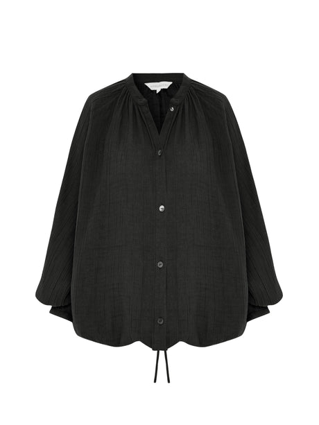 Kaya Buttoned Blouse - Charcoal - Sumiye Co