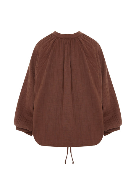 Kaya Buttoned Blouse - Terracotta - Sumiye Co