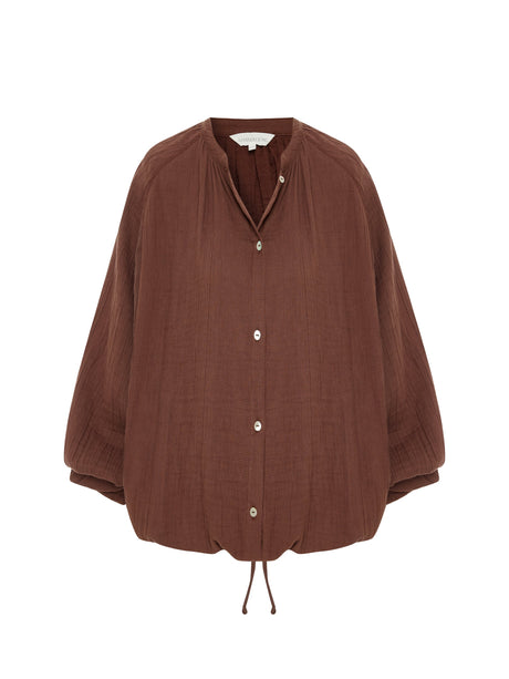 Kaya Buttoned Blouse - Terracotta - Sumiye Co