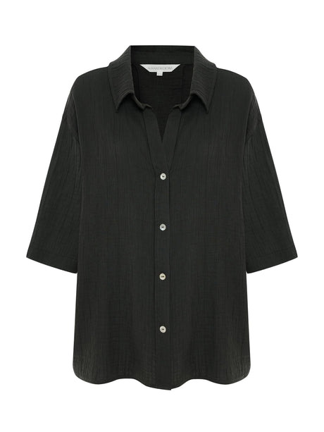 Kaya Boyfriend Shirt - Charcoal - Sumiye Co