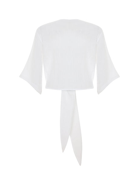 Aura Wrap Top - White - Sumiye Co