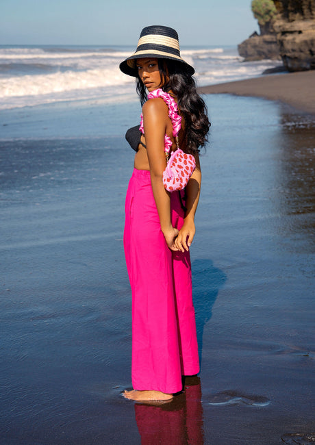 TAYLOR Wide-leg Palazzo Pants In Hot Pink - Sumiye Co