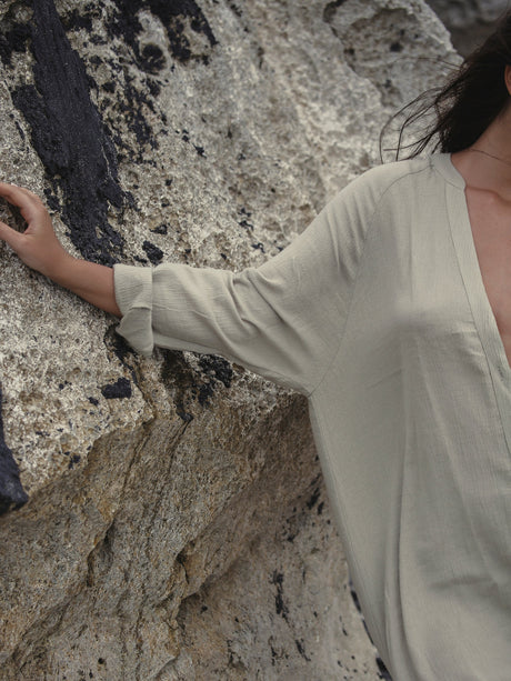 Terra Shirt Dress - Khaki Green - Sumiye Co