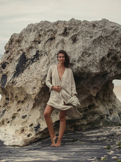 Terra Shirt Dress - Khaki Green - Sumiye Co