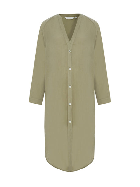 Terra Shirt Dress - Khaki Green - Sumiye Co