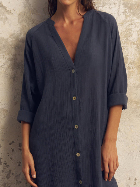 Terra Shirt Dress - Navy by The Handloom - Sumiye Co