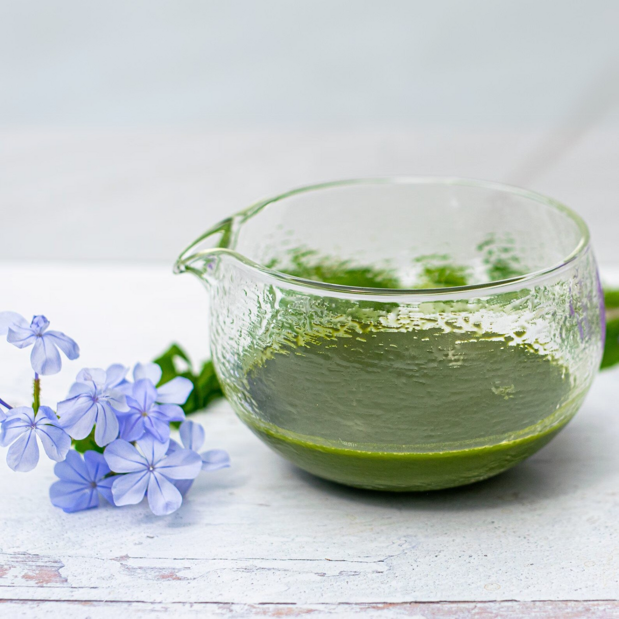 Textured Spouted Glass Matcha Bowl Pattern 1, Bamboo Matcha Whisk and Whisk Holder Set by Aprika Life