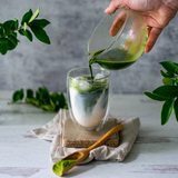Textured Spouted Glass Matcha Bowl Pattern 1, Bamboo Matcha Whisk and Whisk Holder Set by Aprika Life