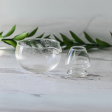 Textured Spouted Glass Matcha Bowl Pattern 1, Bamboo Matcha Whisk and Whisk Holder Set by Aprika Life