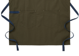 Brown apron with blue straps on a white background