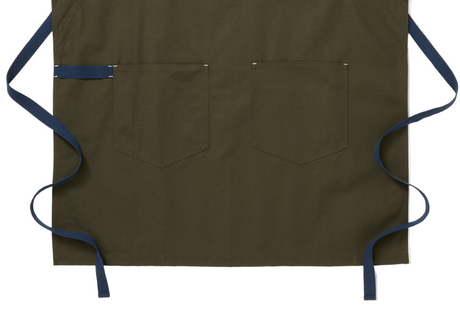 Brown apron with blue straps on a white background