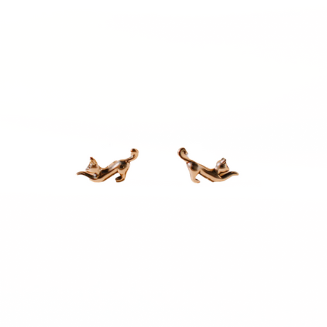 Pair of gold snail-shaped earrings on a white background