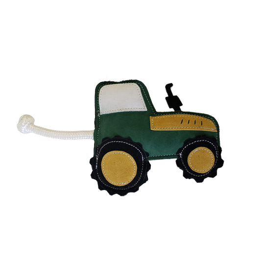 Vegan Leather Green Tractor Eco Friendly Dog Toy-0