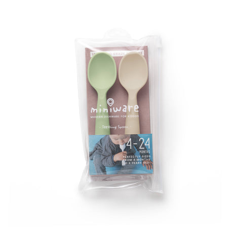 Silicone Training Spoon 2-pack - Pistachio + Oat by Miniware - Sumiye Co