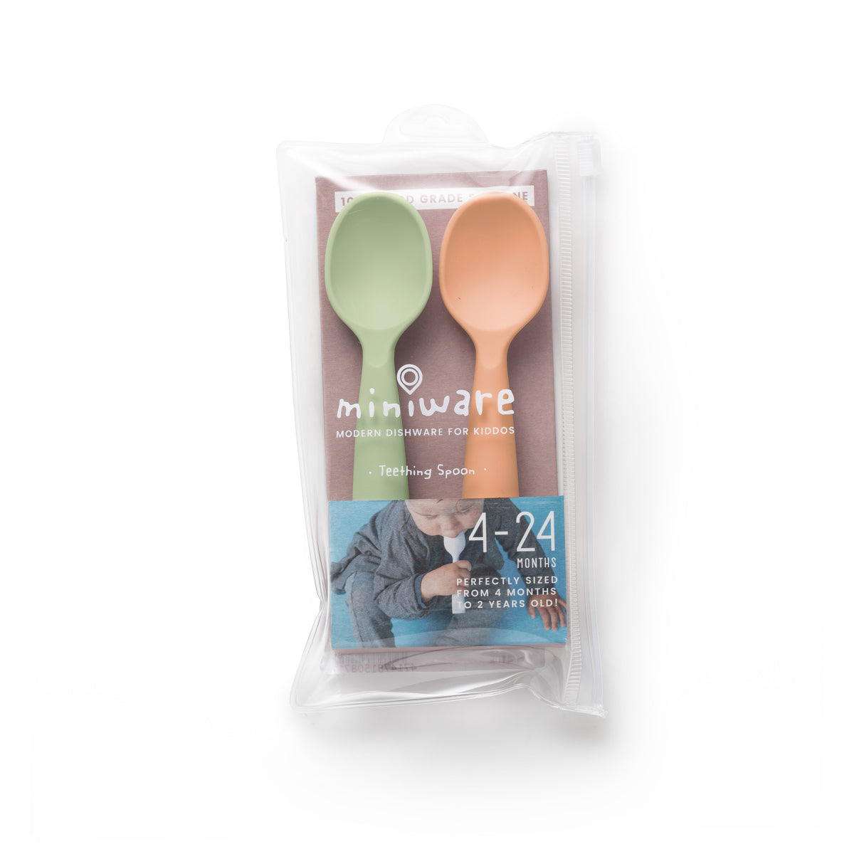 Silicone Training Spoon 2-pack - Pistachio + Toffee by Miniware - Sumiye Co