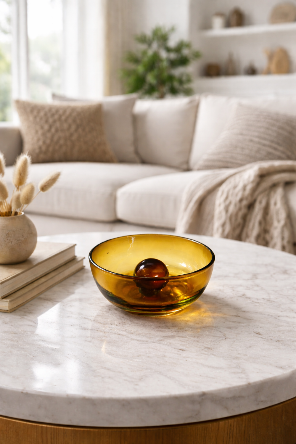 Tres Palos Amber Bowl | Artisanal Glasswork Decor