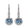 Silver blue drop earrings encrusted with CZ-0