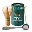 Dive into the ultimate matcha experience with the meticulously crafted Matcha Bamboo Whisk Set, featuring a premium bamboo whisk, elegant green container, scoop, and precise measuring spoon.