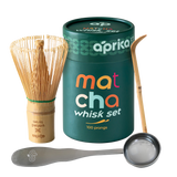 Dive into the ultimate matcha experience with the meticulously crafted Matcha Bamboo Whisk Set, featuring a premium bamboo whisk, elegant green container, scoop, and precise measuring spoon.