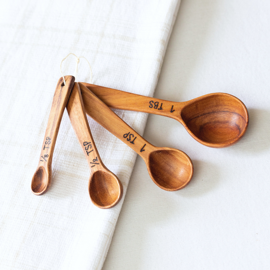 Hand Carved Wood Measuring Spoon Set - Sumiye Co