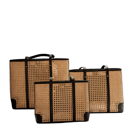 Dian Leather and Rattan Tote Bag - Sumiye Co
